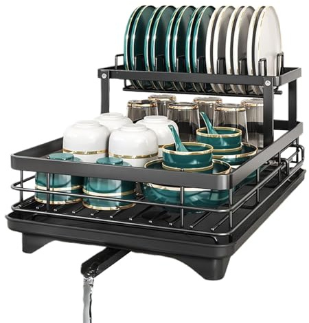 Racks de séchage à vaisselle, cuisine de séchage de 16 pouces, ustensile d'économie d'espace avec support, organisateur d'évier pour les appartements de gestion de couteaux de restauration, de camping