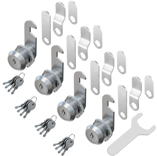 4 Stück Briefkastenschloss Möbelschlösser Zylinderschloss Verschiedenschließend Zylinder Cam Lock Schrankschloss Spindtürschloss Schubladeschloss Kommt mit 4 Schlüssel. (20mm)