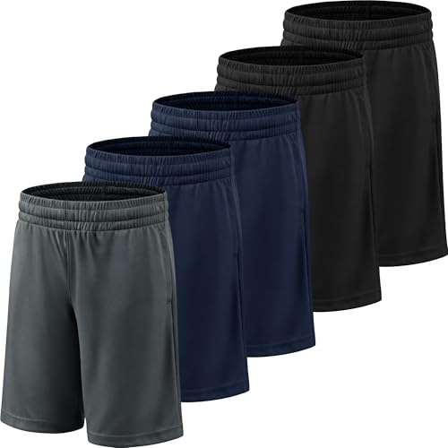 YOIOWVY Boys School Shorts PE Athletic Running Shorts Kids Casual 5Pcs