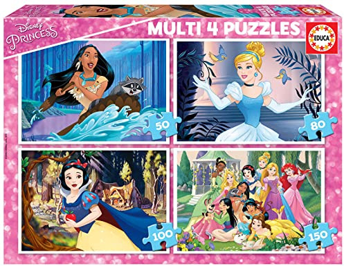 Educa - Puzzle por Enfants | Princess Multi 4 in 1 Disney Princesses (17637)