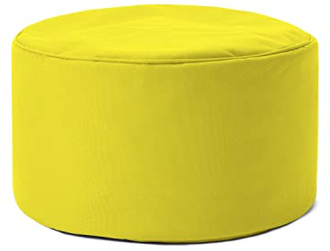 Lumaland Pouf Chaise Tabouret 25 x 45 cm | pour Enfants et Adultes | pour intérieur et extérieur | Coussin Rond de Sol | Pouf Siège - Résistant à l'eau | Entretien Facile [Jaune]