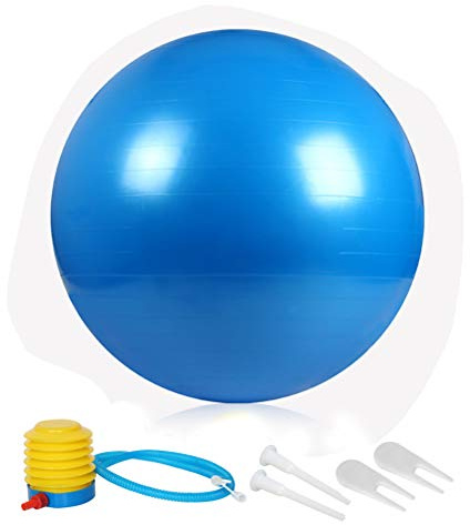 ZHIYE Blue Pilates Ball 65 CM Yoga Exercise Ball Core Fitness Bender, Yoga, Stability, Barre, Training Physical Therapy Swiss Ball Gym Home