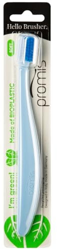 Promis Brush - Spazzolino Morbido Sostenibile Realizzato in Materiale Rinnovabile, Bioplastica, 6750 Setole Morbide, Made in Germany, Design Italiano (ocean blue)