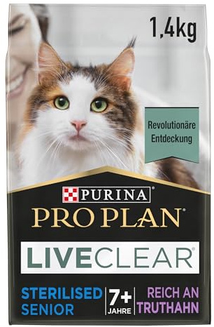 Pro Plan LIVECLEAR STERILISED SENIOR 7+, reich an Truthahn, 6er Pack, (6 x 1,4kg)