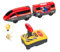 Uposao Train Électrique Télécommandé pour Enfant - Locomotive à Piles avec Lumière, Musique et Connexion Magnétique - Compatible avec Piste en Bois