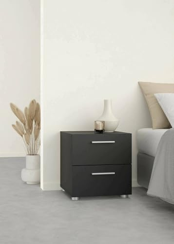 Dmora Mesita Amber, cómoda Baja, Mesa de Noche, Estante de Cama, 40 x 40 x 42 cm, Negro
