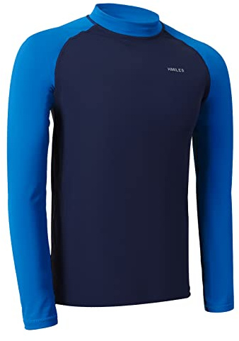 H.MILES Men Long Sleeve Rashguard Baselayer UPF 50+ Rash Vest Quick Dry Swimming Tops for Surfing Snorkeling Diving, Dark Navy, M