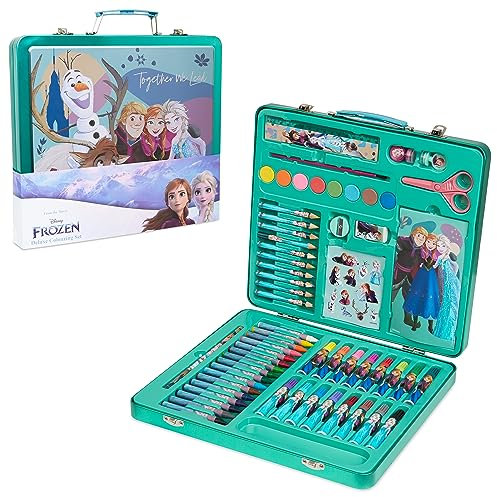 Disney Die Eiskönigin Malset für Kinder Bastelset Kinder mit Koffer, Basteln ab 3 Jahre - Anna und Elsa Geschenke (Grün/Mehrfarbig)