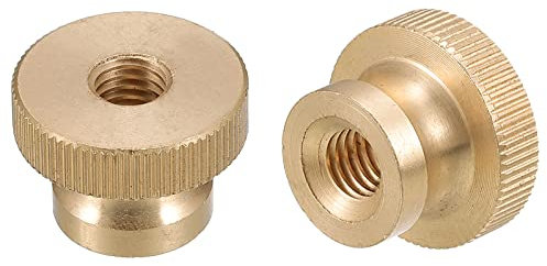 sourcing map Knurled Thumb Nuts, 4pcs M8 x D23mm x H16mm Brass Knurled Nut with Collar High Head Through Hole Adjusting Nuts for 3D Printer Parts