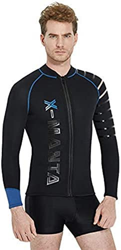 NYCDA WW Herren-Neoprenanzug, 3 mm, Neoprenjacke, Reißverschluss vorne, langärmelig, zum Tauchen, Schnorcheln, Surfen, Kanufahren, Schwimmen (Farbe: Schwarz, Größe: 3XL)