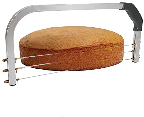 Scie à gâteau en acier inoxydable - Coupe-gâteau - 3 fils - Hauteur réglable - Pour couper uniformément les fonds de tartes, pour la maison, la boulangerie, les desserts
