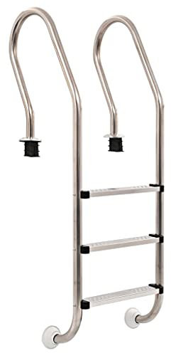 Vopese Escalera de Piscina de Acero Inoxidable 304 con 3 escalones Antideslizantes, para Piscinas de hasta 120 cm de Profundidad