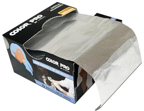 Papel Aluminio Peluquería Profesional 15 cm x 100 m | Papel Aluminio para Mechas, Decoloración, Coloración y Tintes (6 unidades)