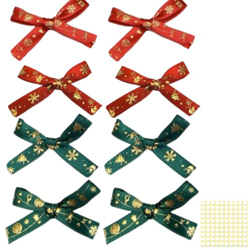 QOWIJEX 40 Pièces Noeuds Satin Cadeau Ruban Satin, Noël Rouge Vert Petit Noeud Décoration pour Bricolage Carte Artisanale Emballage Cadeau Largeur de 1 cm