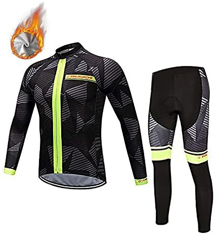 VeloZenith Fahrradbekleidung Herren Winter Set,Herren Fahrrad Jacke + Hose Set Warmes und Winddichtes Design Fahrradtrikot,Radtrikot Herren Langarm für Outdoor-Aktivitäten wie Radfahren, Klettern(XL)
