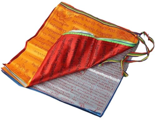 Bandiere di preghiera tibetane, bandiere di preghiera del Nepal, bandiere di preghiera tibetane su corda lunga - 20 bandiere - Lunghezza totale della corda circa 11 m, ciascuna bandiera misura circa 5
