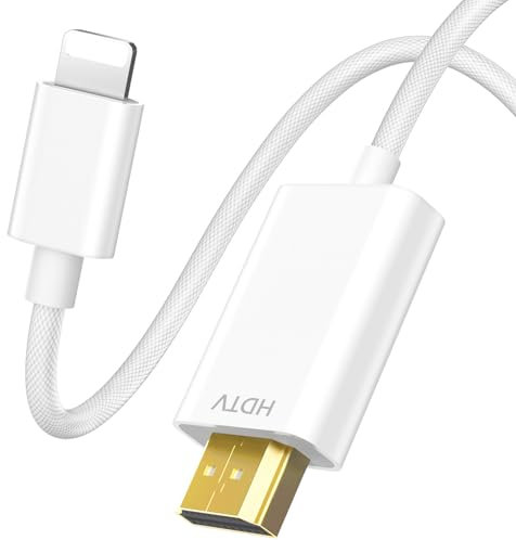 Aplimln Cable Hdmi Lightning,1080P HDTV Cable Adaptador,Lightning to HDMI Adaptador, HDMI Cable para iPhone 14/13/12/11,Plug and Play-2M