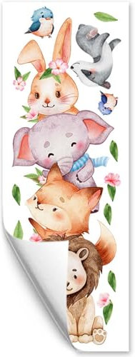 Adesivi per Porte, Adesivi Murali, Adesivi Autoadesivi di Animali della Foresta dei Cartoni Animati, Decorazioni Murales per la Stanza dei Bambini per la Scuola Materna per l'Area di Gioco