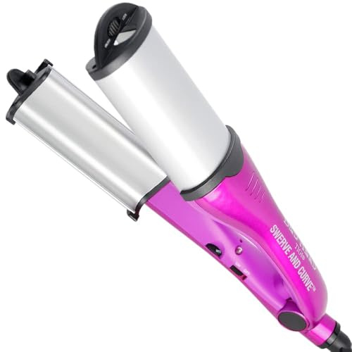 Bed Head 1 Inch Ceramic Curling Iron Crimper Waver for Beach Waves, Deep Waver Hair Curler with 3 Barrels, Tourmaline Ionic Curling Wand, Dual Voltage, Anti-Scald, Fast Heat, Easy for Women