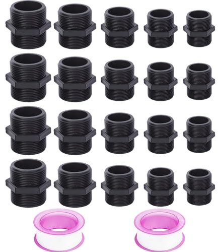 20 Nipplo Doppio Filetto Maschio, FORMVERSITY Raccordi per Tubi Irrigazione 1/2 3/4, Raccordo Tubo Acqua Giardino 1 Pollice, Raccordo Doppio Tubo 1 1/4 e 1 1/2, Raccordi Maschio Tondo Diritto per Tubi