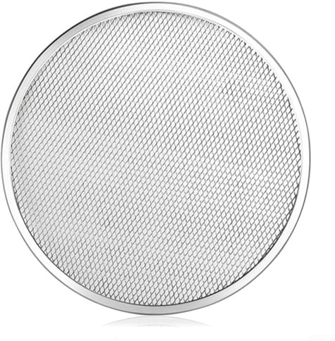 Griglia per pizza in acciaio inox, teglie da forno per pizza a rete, rotonda, per barbecue, senza cuciture, per la casa (35,6 cm)