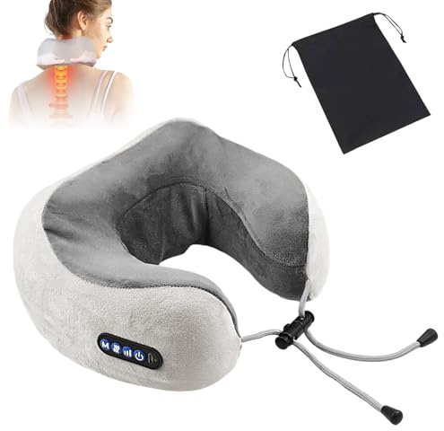 Neck Massager, Newly Upgraded Rechargeable U-Shaped Shoulder and Neck Relaxer with Drawstring Bag, 3D Deep Tissue Kneading, 3 Levels of Intensity and 3 Modes, Massage Cushion for Travel,Office,Drving