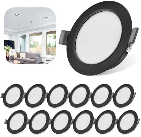 Inbyggbar LED-spotlight ultra platt 230 V 5 W, 6000 K kall vit uppsättning med 12 LED-spotlights