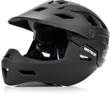 meteor 2-i-1 fullcykelhjälm barn vuxen svart M 55–58 cm