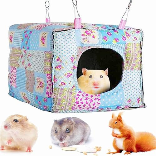 MINGZE Hängematte für Kleintiere Frettchen Ratte Meerschweinchen Hamster Chinchilla, Luxus Hängematte, Kleintier (Blau)