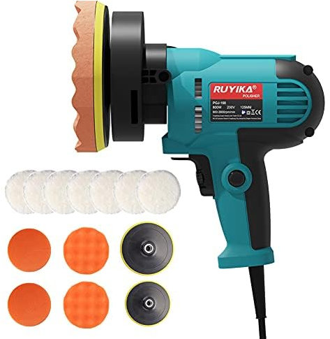 Poliermaschine, RUYIKA 800W Polierer, 6 Variable Geschwindigkeit, Zum Polieren von Auto, Möbeln, 12 Zubehör
