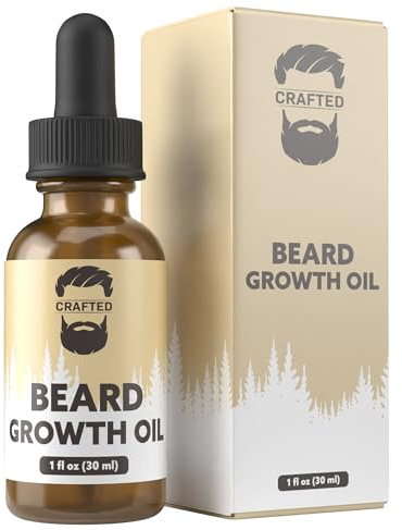 Crafted Beards Beard Growth Oil Serum - 1 fl Oz - Unscented - Helps Grow A Thicker Beard, Improves Beard Health, Fills in Thin and Patchy Spots - (1 Pack)