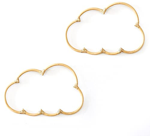 BEBE BASK Handmade Wicker Cloud Décor Set of 2 - Rattan Cloud Decorations - Décor for Bedroom and Baby Nursery Wall - for Girls Room