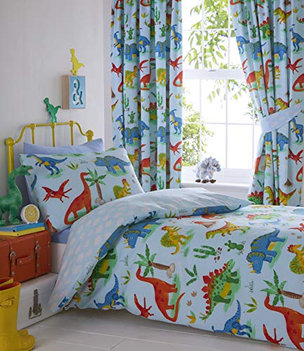 Homespace Direct Roarsome Dinos Kids Duvet Cover Set Dinosaurs Reversible Easy Care Bedding Childrens Bed Linen with Pillowcases - Single