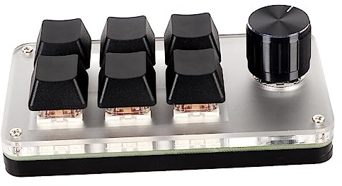 VBESTLIFE Interruptor Rojo Teclado Macro Perillas Ergonómicas Personalizadas Mini Teclado USB para PC (6 Teclas con 1 Perilla)