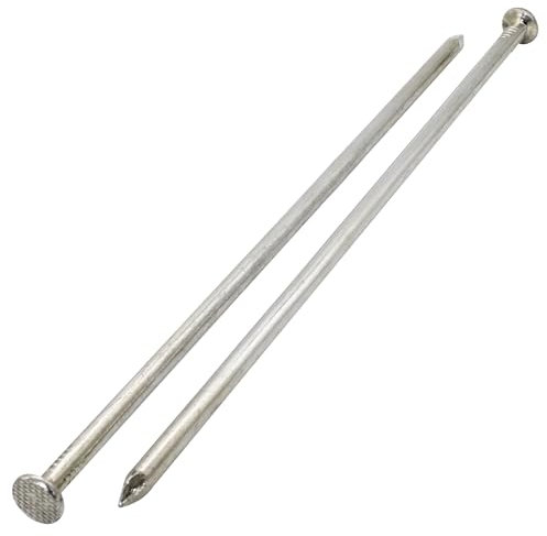 SKIR'CO (12 piezas) Clavos de construcción chapados en zinc de 8 x 300 mm, clavos de alambre comunes, cabeza redonda plana, clavos de acero para carpintería