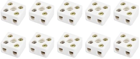 Rebower 2W5H Ceramica Terminale block Porcellana Ceramica Filo Connessione, [per Potenza Distribuzione, Riscaldamento, Illuminazione] - 21.5x19.5x14.2mm / 10pz
