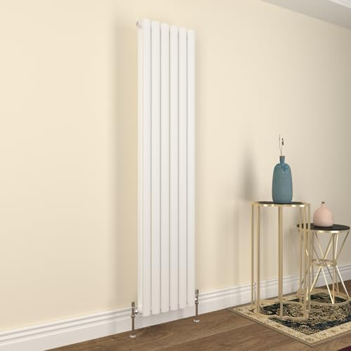 GY Bath Vertical Radiator White Oval Column Designer 1800x354mm Double Modern Central Heating Rads