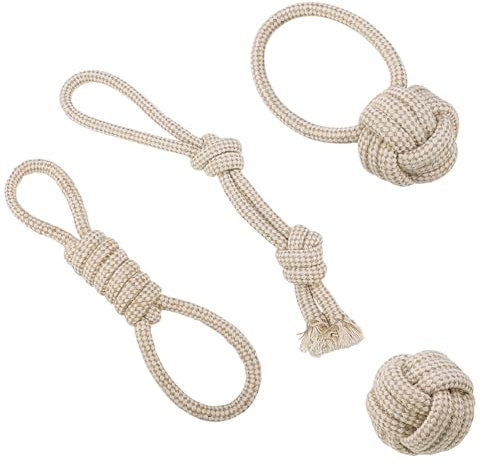 Yamitora 4 Stück Hundespielzeug Seil, Kauen Hundespielzeug Set, Baumwolle Interaktives Zerrspielzeug Hund Kauspielzeug für Kleine und Große Hunde