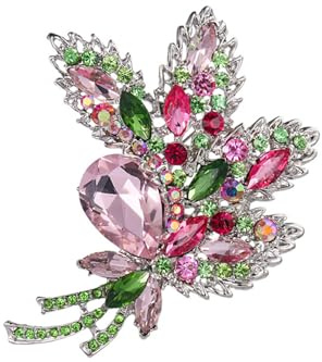 Saituo Home Broche Rosa para Ropa Mujer de Flor Broche Floral con Diamantes