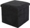 DANIEL JAMES Housewares Folding Ottoman Storage Cube – Compact Padded Footstool Storage Box Chest with Lid for Bedroom, Hallway, Living Room - Corduroy: Black
