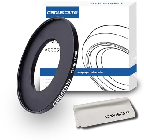 67mm auf 77mm Objektivadapter Ring,Step Up Ring Filter Adapter Kompatibel mit Allen 67mm Objektiven mit 77mm UV ND CPL Filter +1pcs Objektivreinigungstuch