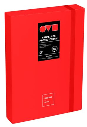 Grafoplas - Carpeta Archivadora de Proyecto, Lomo 5cm, Tamaño Folio, Tapa Rígida, PolyFoam, Resistente y Ultraligero, Color Rojo, Colección Unequal Minimal, Perfecta para Documentos Escolares