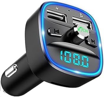 Bluetooth 5.3 FM Transmitter for Car, Bluetooth Car Music Wireless Radio Adapter, Universal Car Charger with Dual USB Charging, Support TF Card & Disk