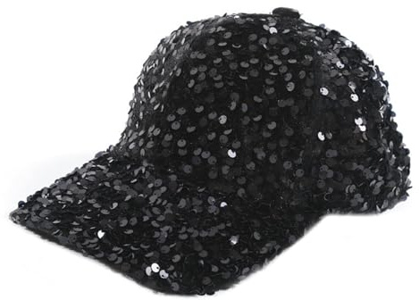 Eilova Orityle Shiny Sequin Baseball Cap for Women Girls Glitter Bling Party Hat Performance Outdoors Adjustable Trucker Baseball Hats Black