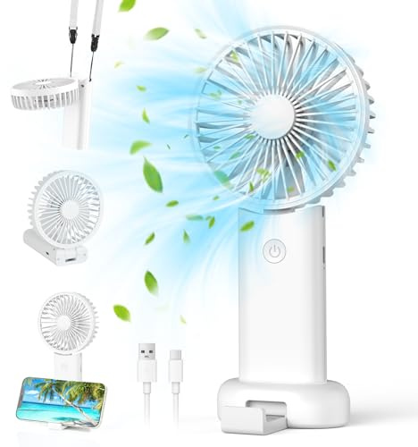 Timiyou Mini ventilatore portatile, silenzioso, ventilatore a mano, ventilatori USB piccoli ventilatori manuali ricaricabili con 3 velocità per esterni, viaggi, ufficio, campeggio