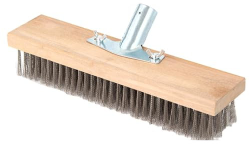 Tête de Balai Brosse Metallique sans Manche, Brosse en Acier Inoxydable pour Enlever Les Mauvaises Herbes, Mousse et Taches Tenaces, Balai à Récurer pour Patio Terrasse Jardin