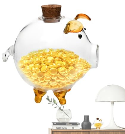 Salvadanaio a forma di maiale | Contenitore portatile per monete a forma di maiale – Salvadanaio trasparente, regalo per ragazze, bambini, bambini, bambini