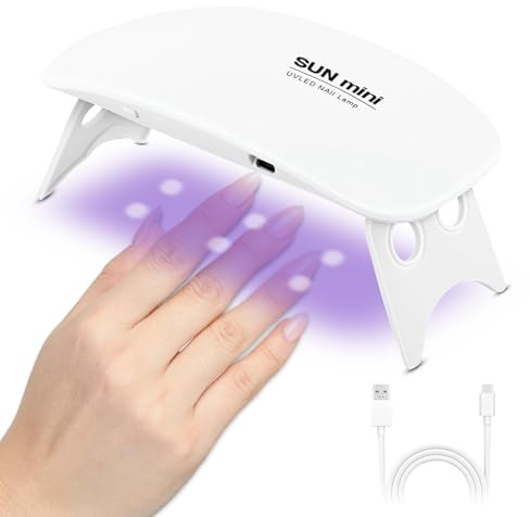 Yesimola Mini UV LED Nagellampe, UV Lampe Klein für Gelnägel Tragbarer Nageltrockner mit TYPE-C-Kabel I 60s/120s Timer für alle Gelnagellacke, für Nagelstudio, Zuhause, Reisen (Weiß)
