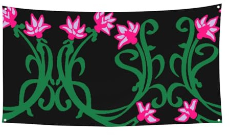 Festone decorativo con stampa di fiori di loto Namaste, con metallo, per interni ed esterni, con occhielli, 1 confezione