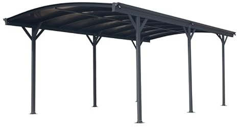 X-Metal Carport Autoportant en Aluminium et Polycarbonate 17,28m² | Protection Véhicule Anti-UV et Intempéries | Gris Anthracite avec Kit d'ancrage Inclus | Robuste avec Gouttières Latérales